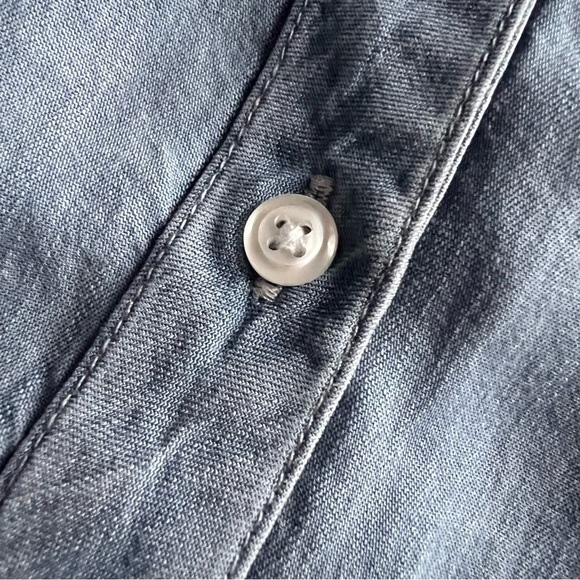 NWT Rails Harper Tencel Collar Button Down Chambray Denim Plaid Long Sleeve Top - Picture 8 of 17